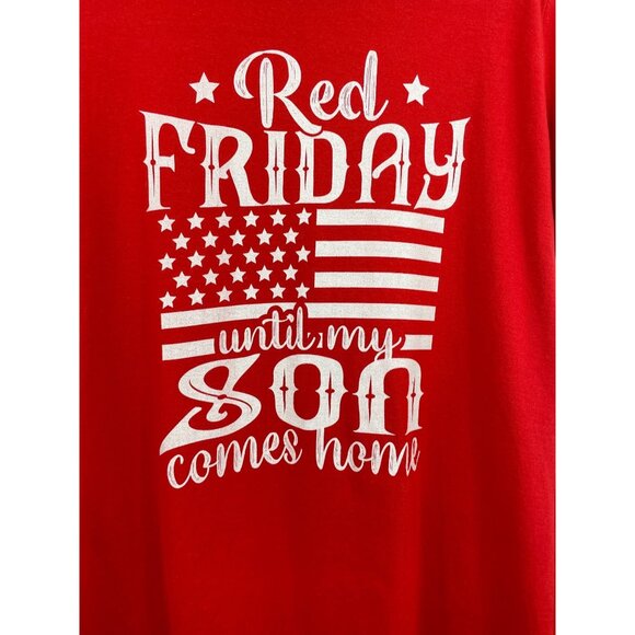 Red Friday till My Son Comes Home Red Short Sleeve T-shirt Womens Size Large - Picture 4 of 9
